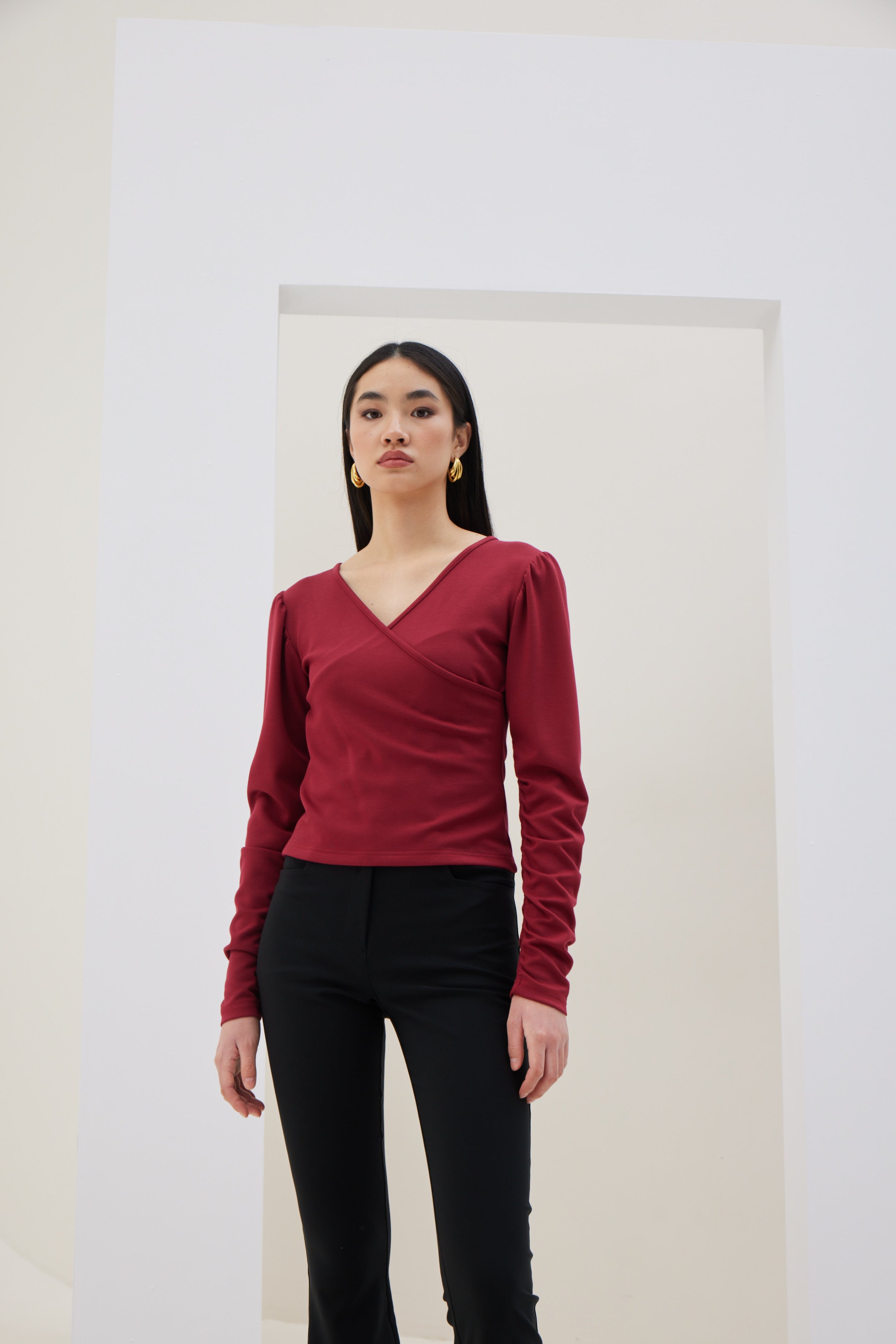 Long Sleeve Cross Blouse
