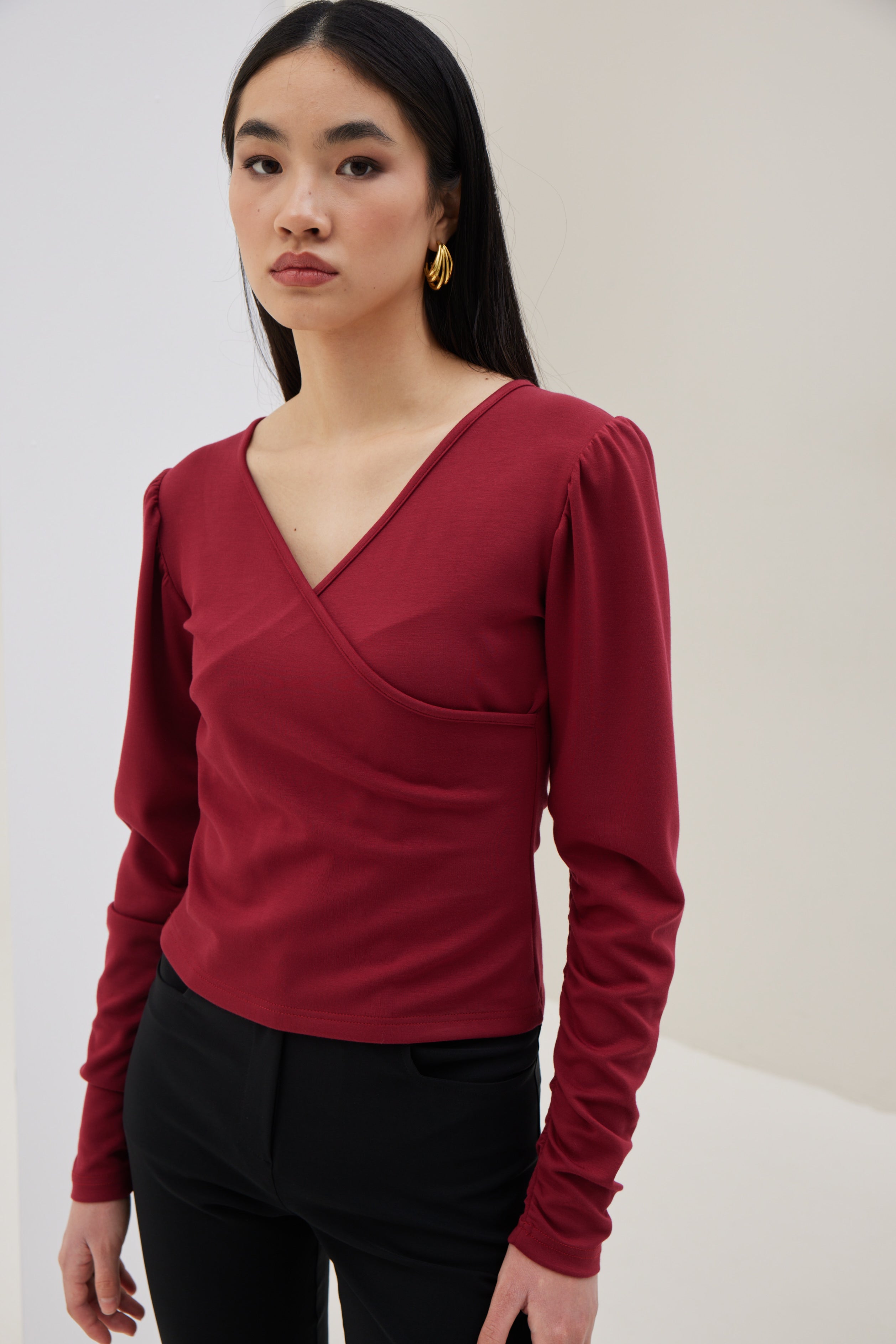 Long Sleeve Cross Blouse