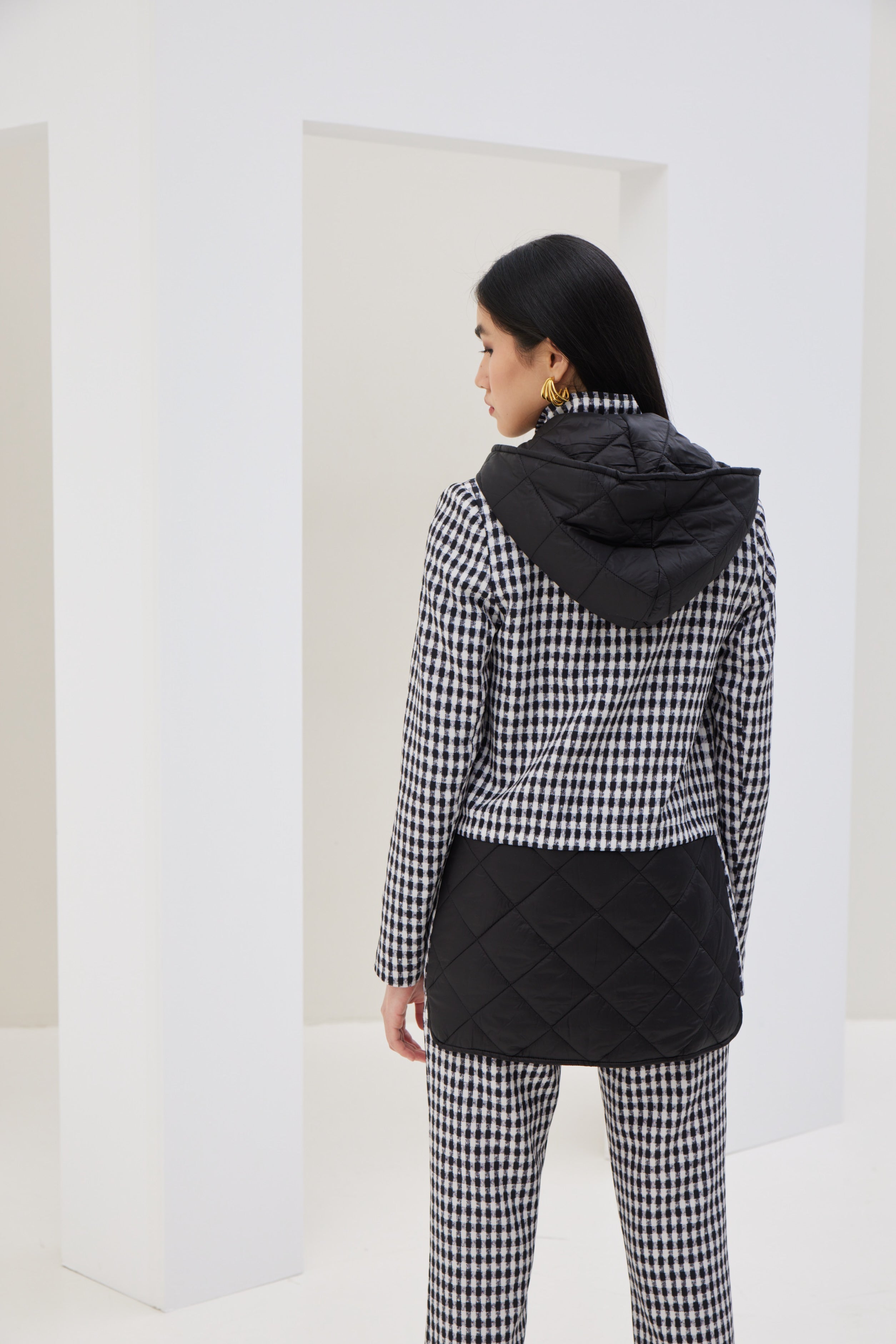 Plaid Quilted Cardigan