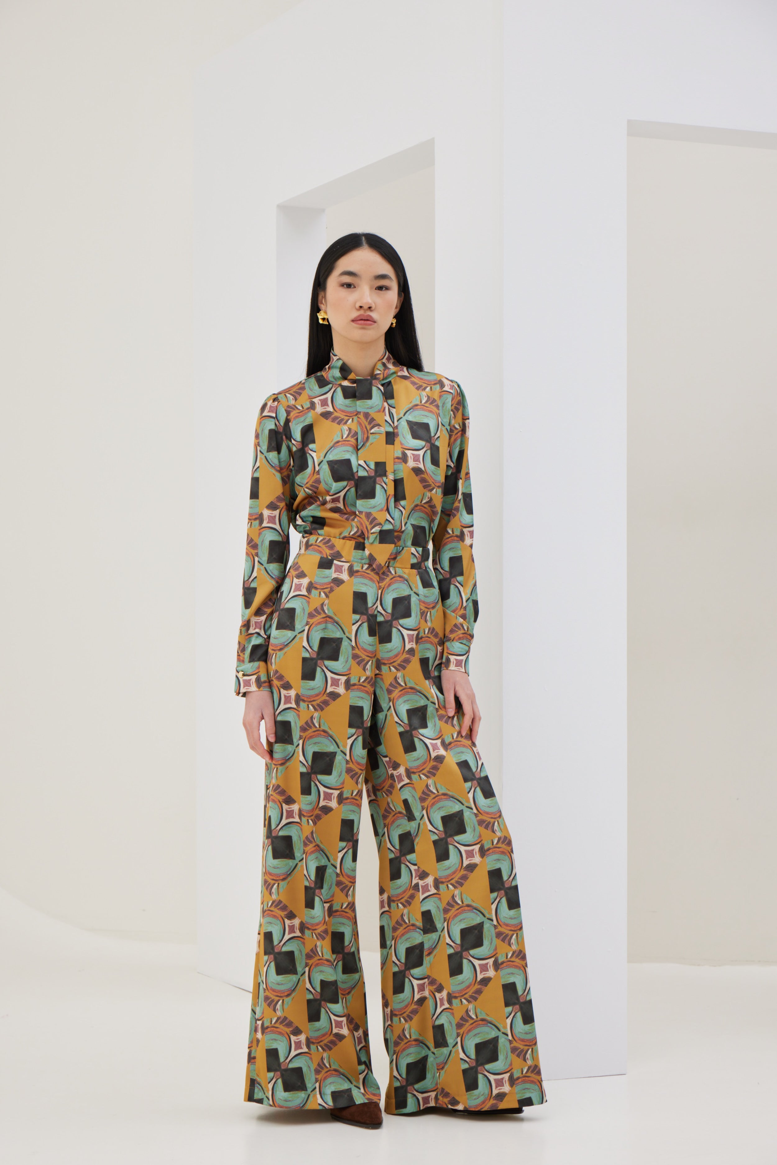 Patterned Scarf Shirt