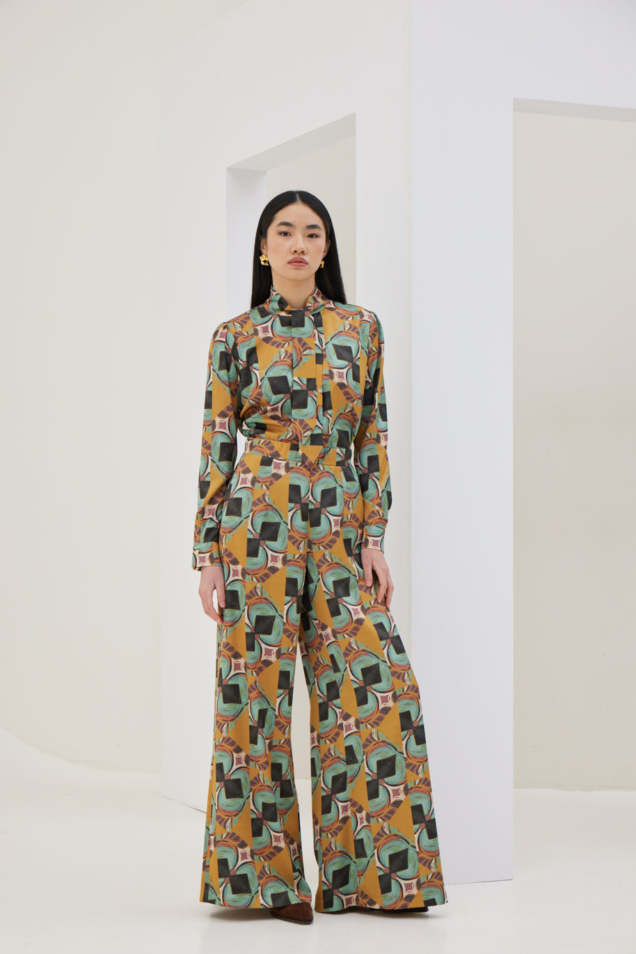 Patterned Scarf Shirt