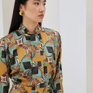 Patterned Scarf Shirt