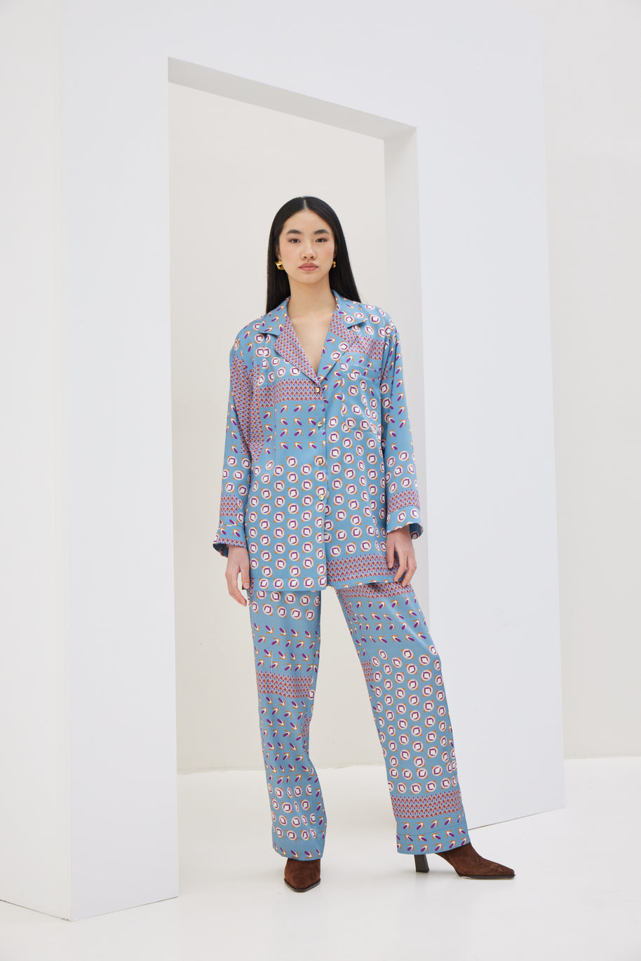 Blue Patterned Shirt