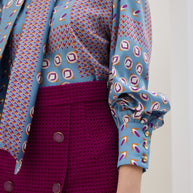 Patterned Blouse with Scarf