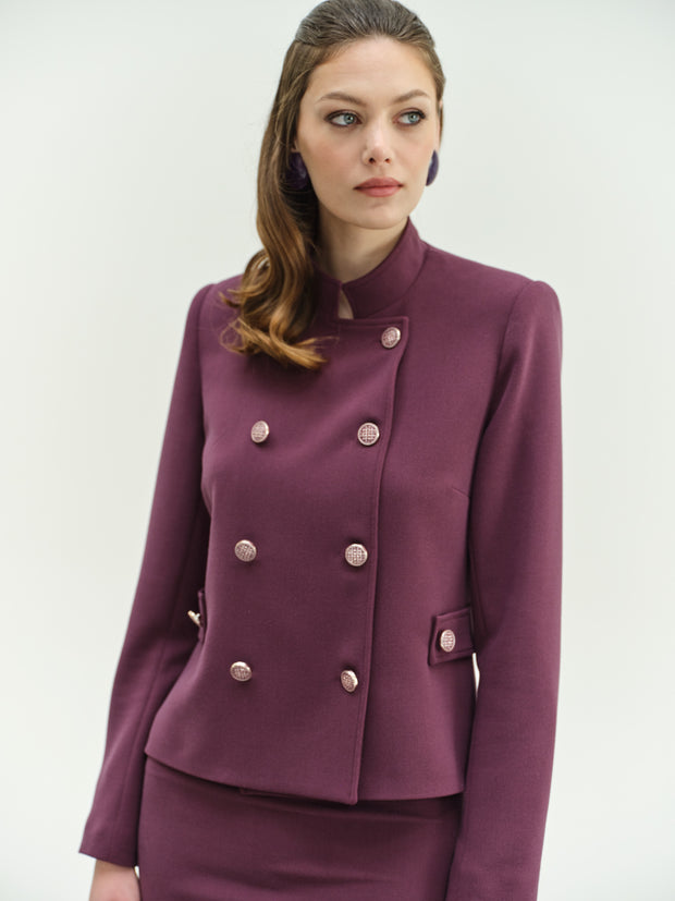 double button crepe jacket