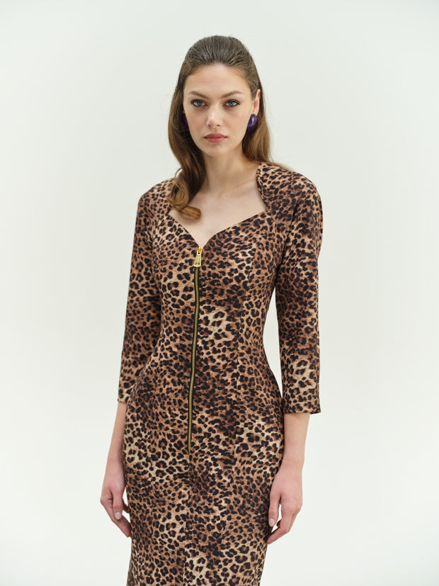 Midi Tiger Print Dress