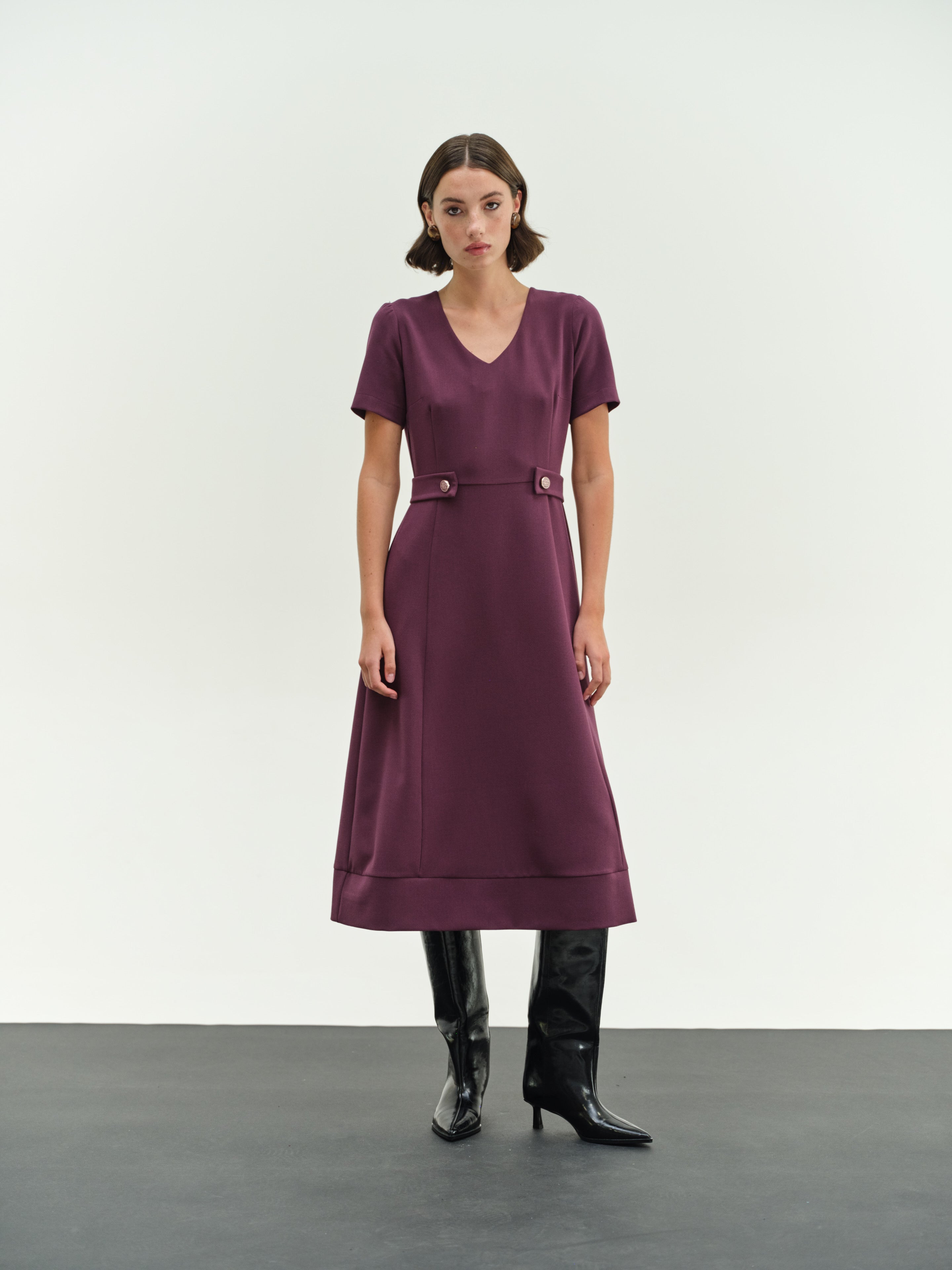 Midi crep dress clos