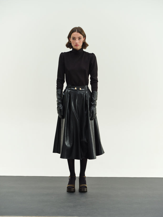Δερμάτινη Midi Φούστα