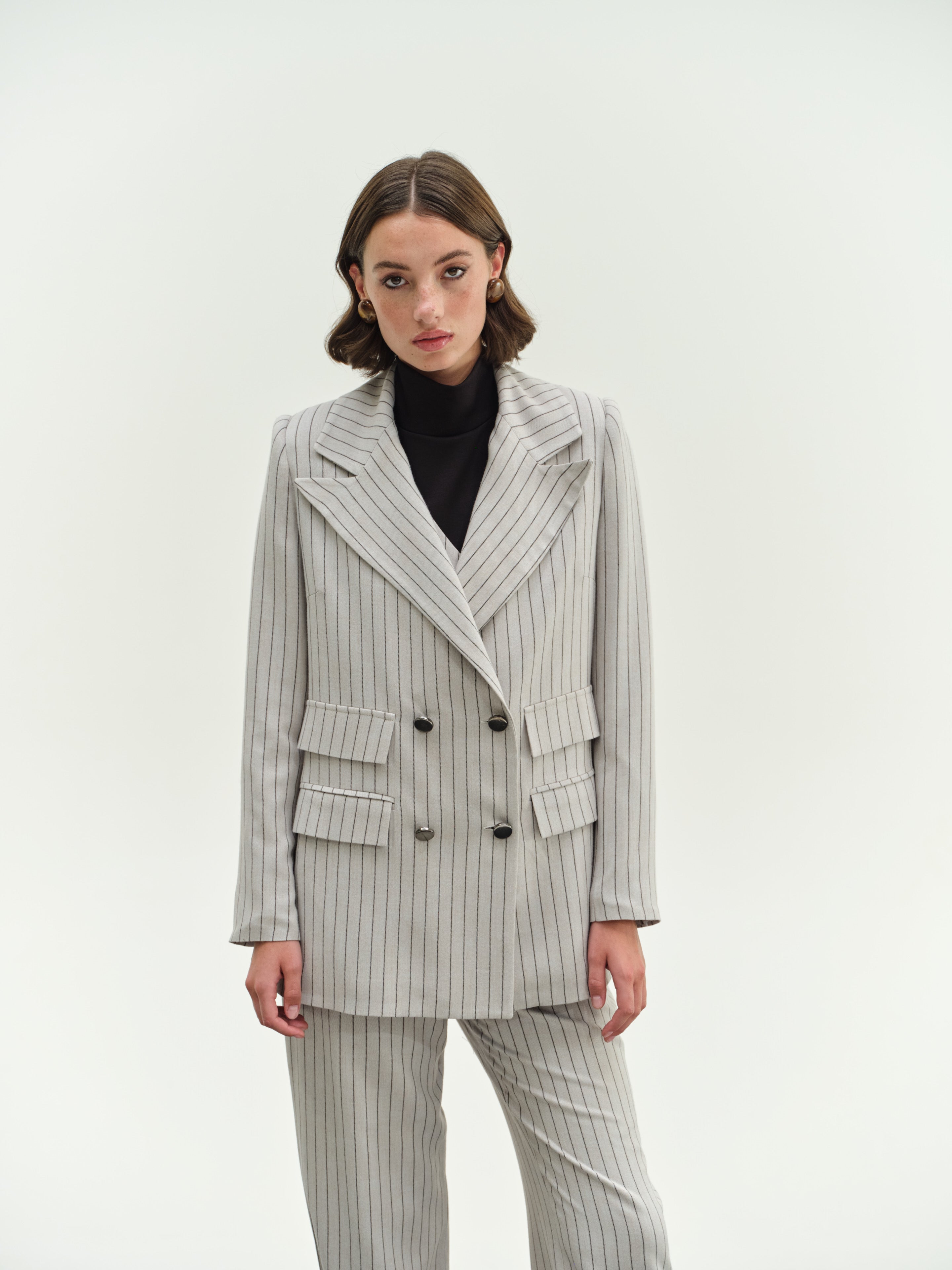 Striped Double Breasted Jacket