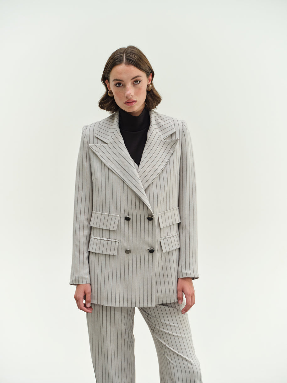 Striped Double Breasted Jacket