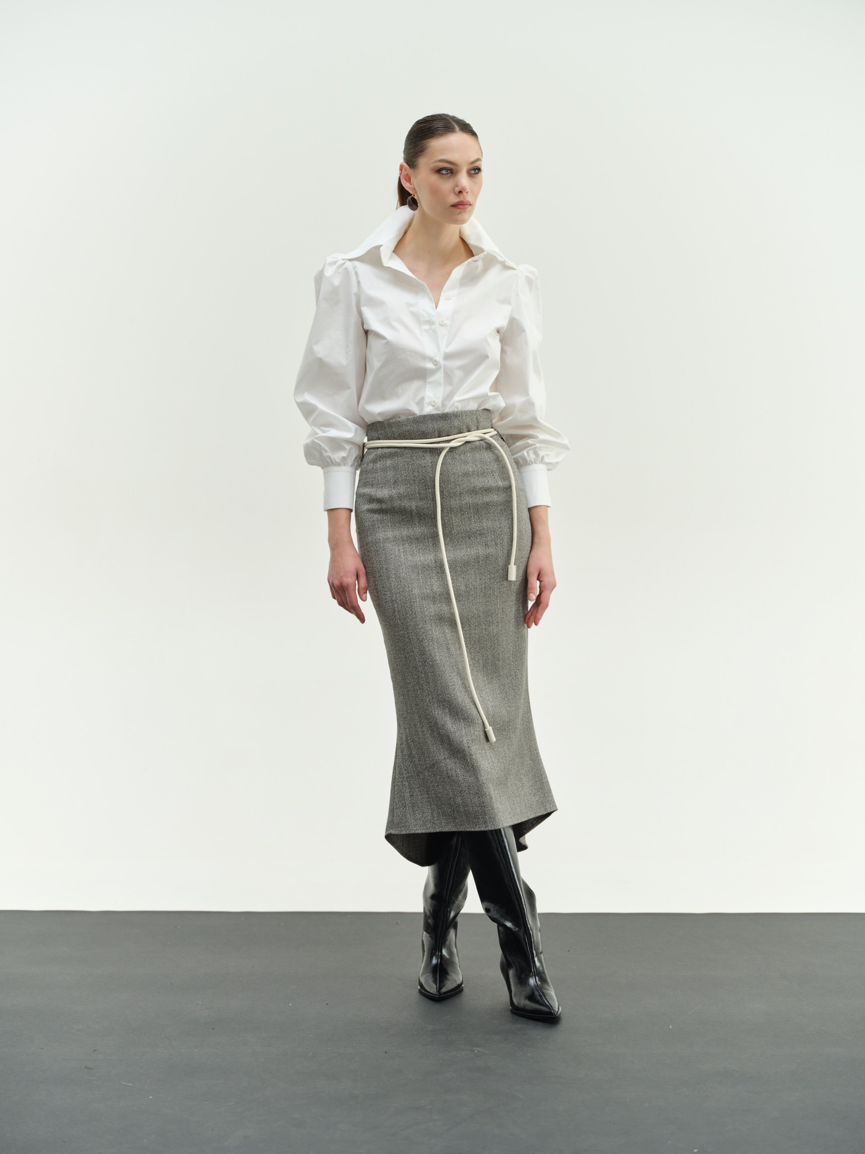 Herringbone Midi Skirt