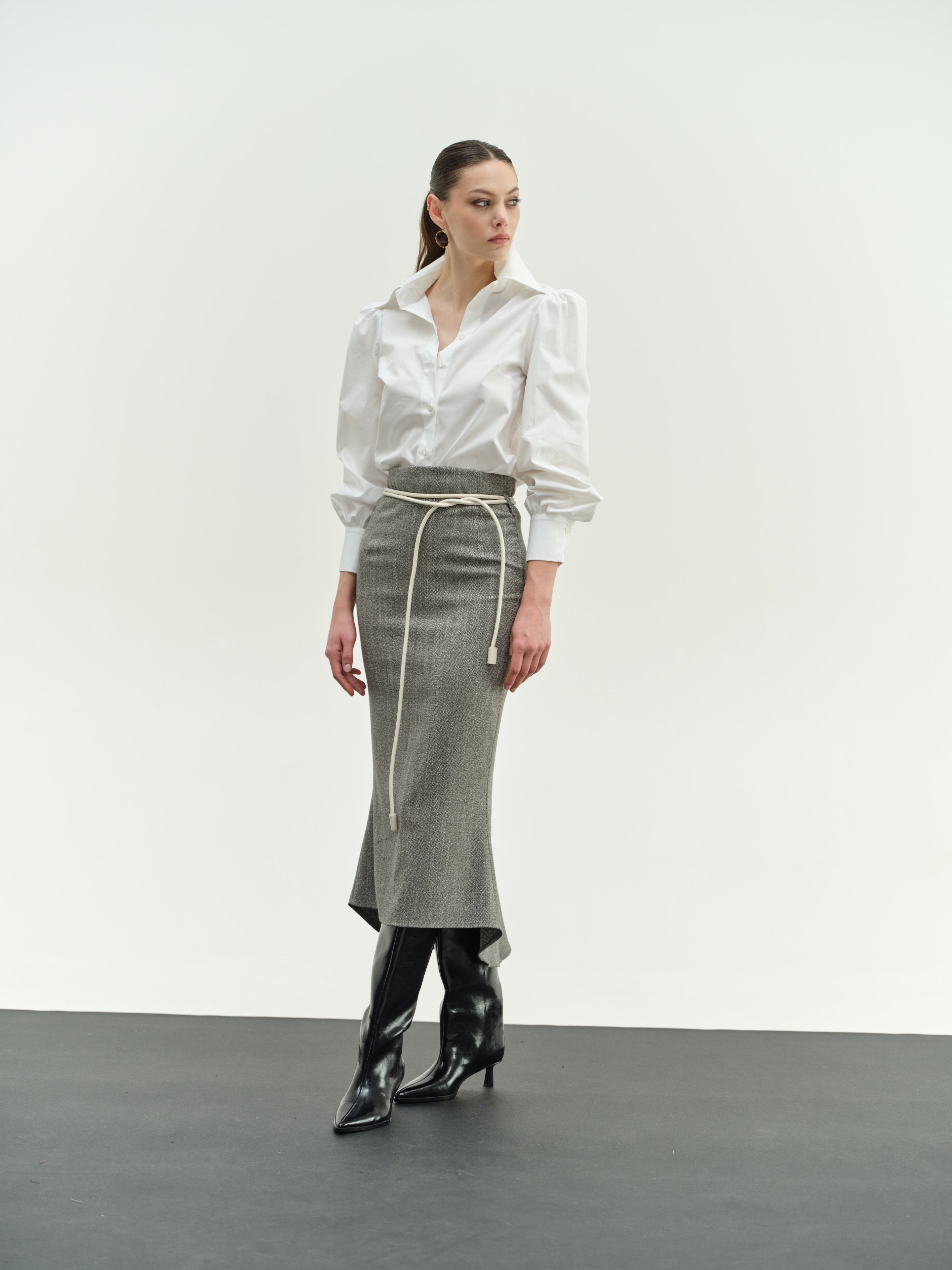 Herringbone Midi Skirt