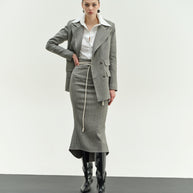 Herringbone Midi Skirt