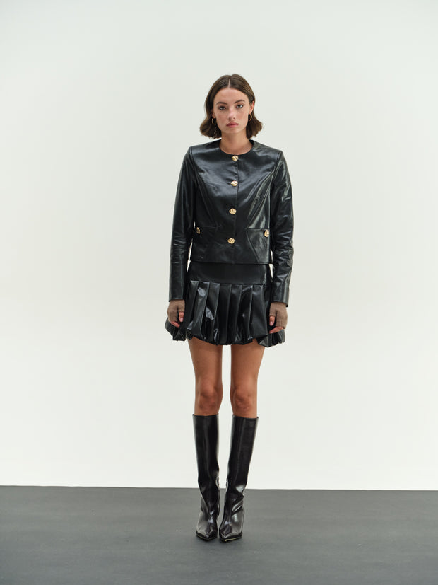 Leather Skirt with Pleats
