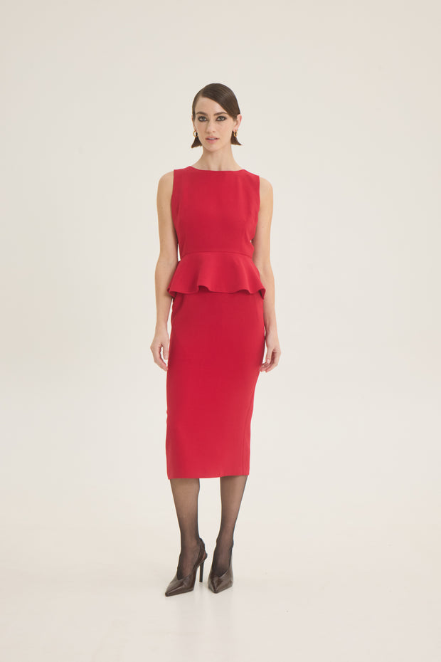 Φόρεμα peplum κρέπ