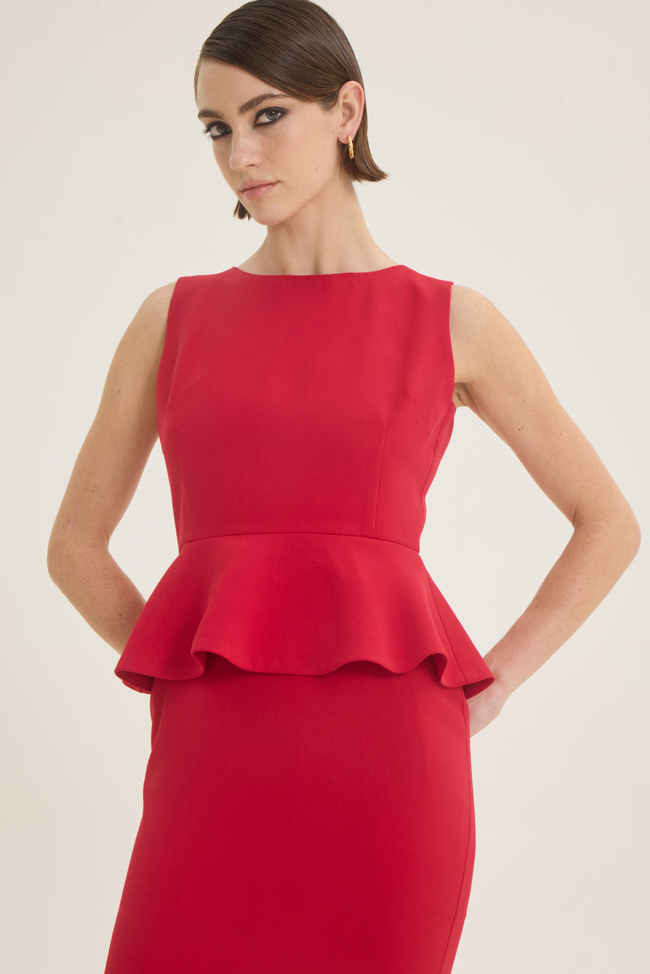 Φόρεμα peplum κρέπ