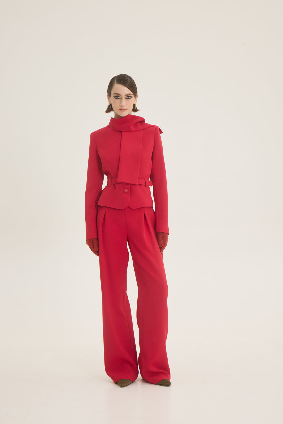 Jacket with scarf and belt