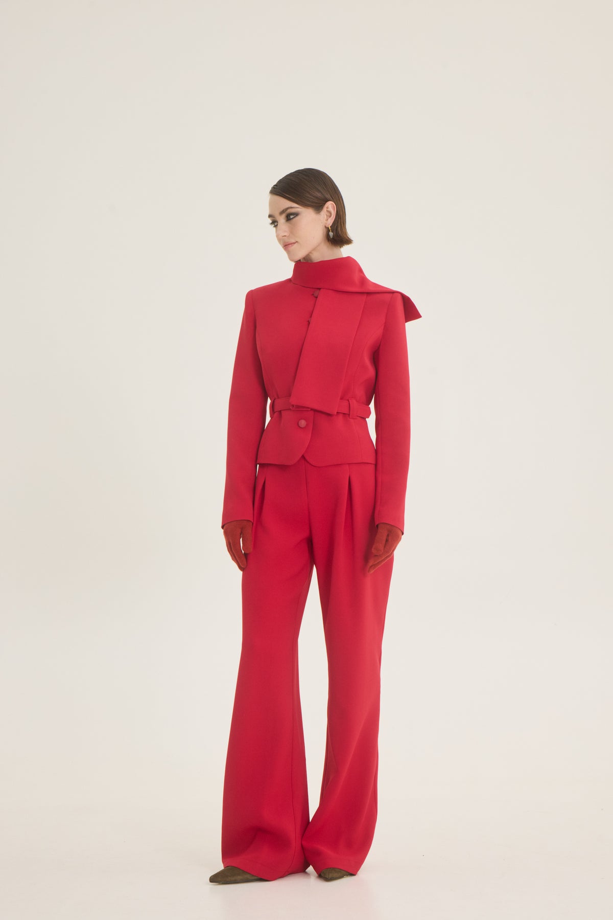 Jacket with scarf and belt
