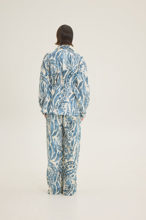 Blue printed jean pants