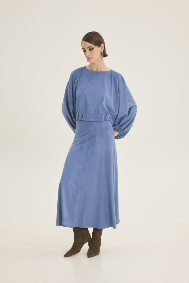 Suede midi skirt