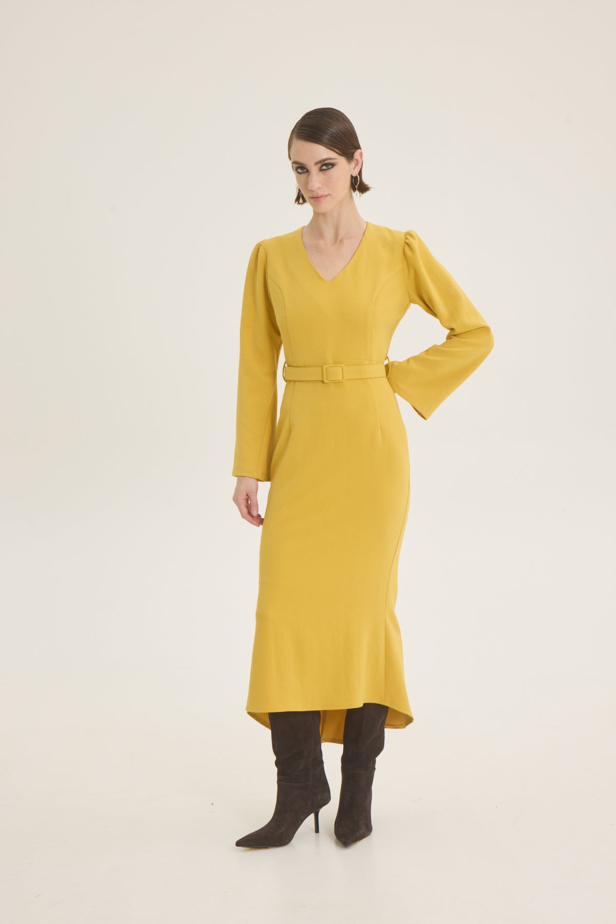 Belted crepe dress