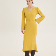Belted crepe dress