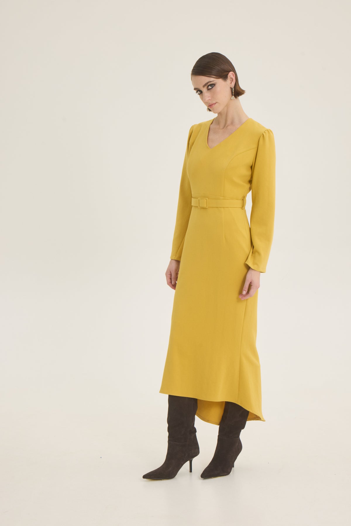 Belted crepe dress
