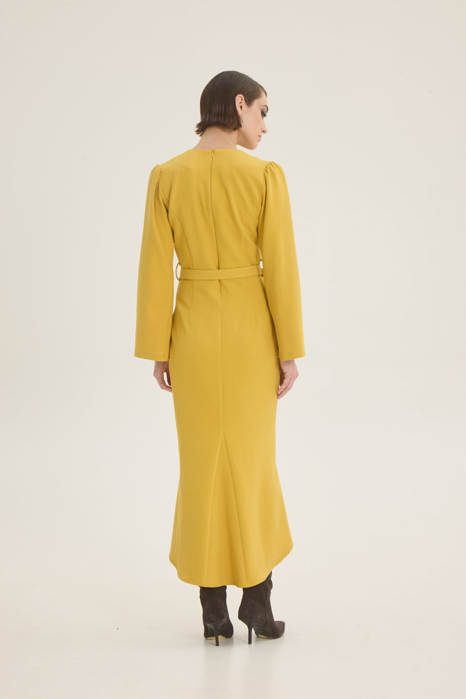 Belted crepe dress