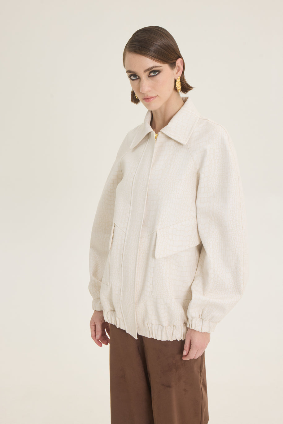 Oversized croco jacket