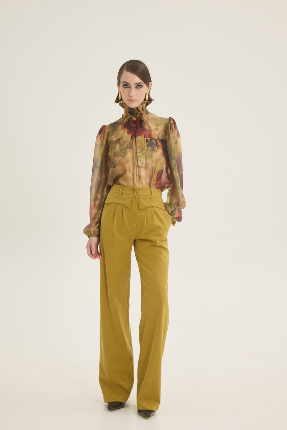 Ruffled neck blouse