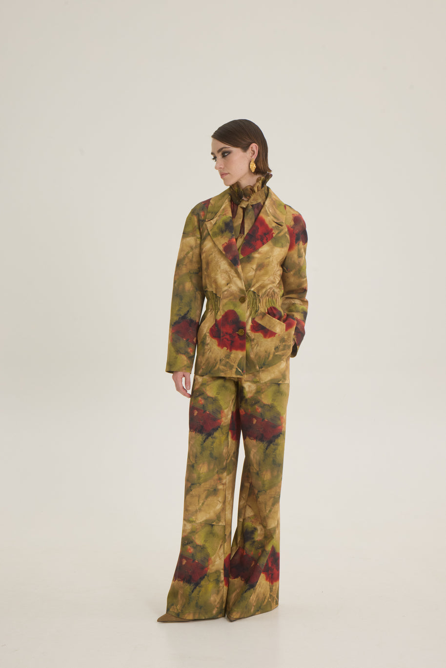 Printed jacket with elastic waist