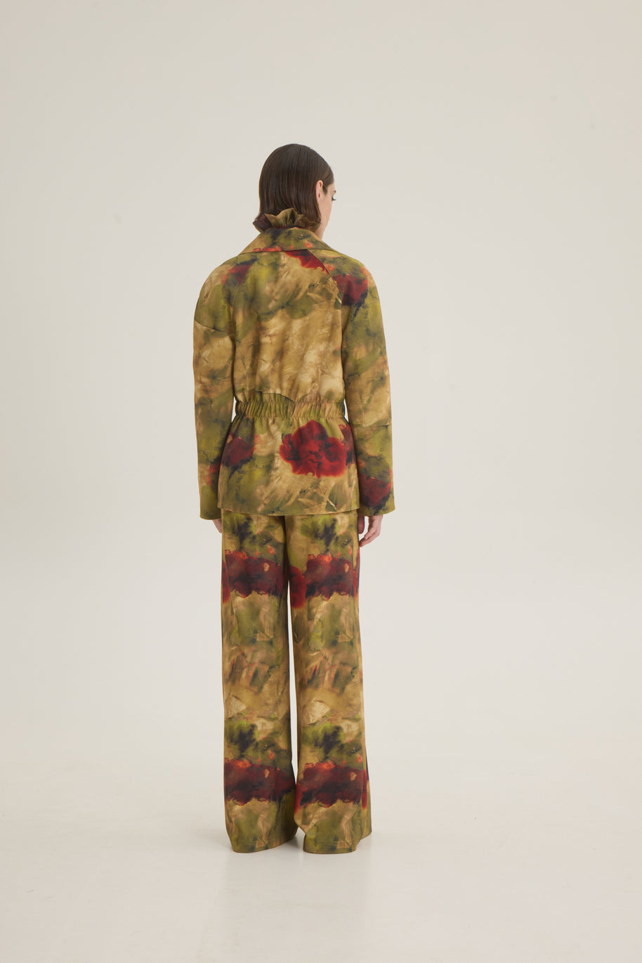 Printed jacket with elastic waist