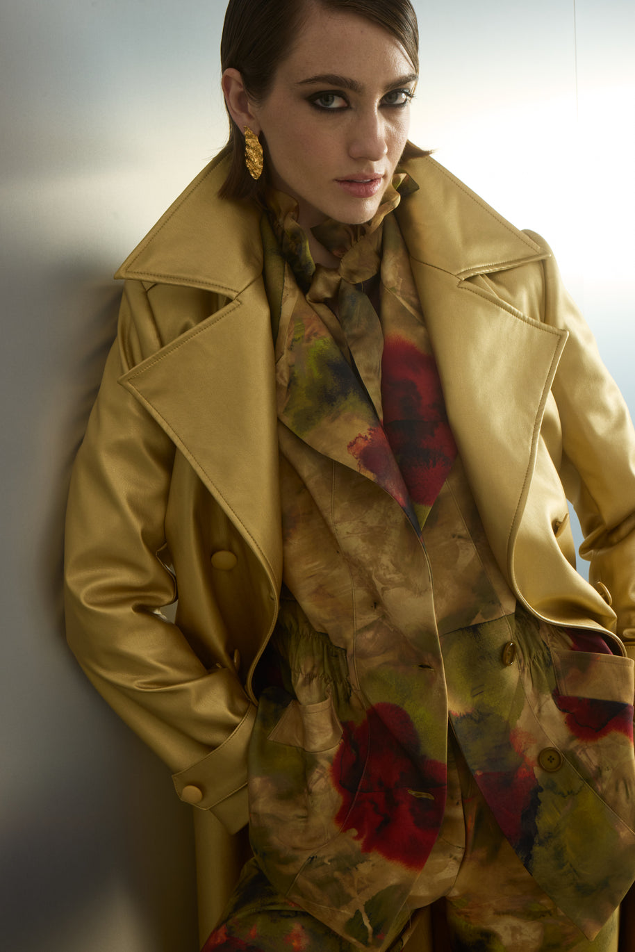 Printed jacket with elastic waist