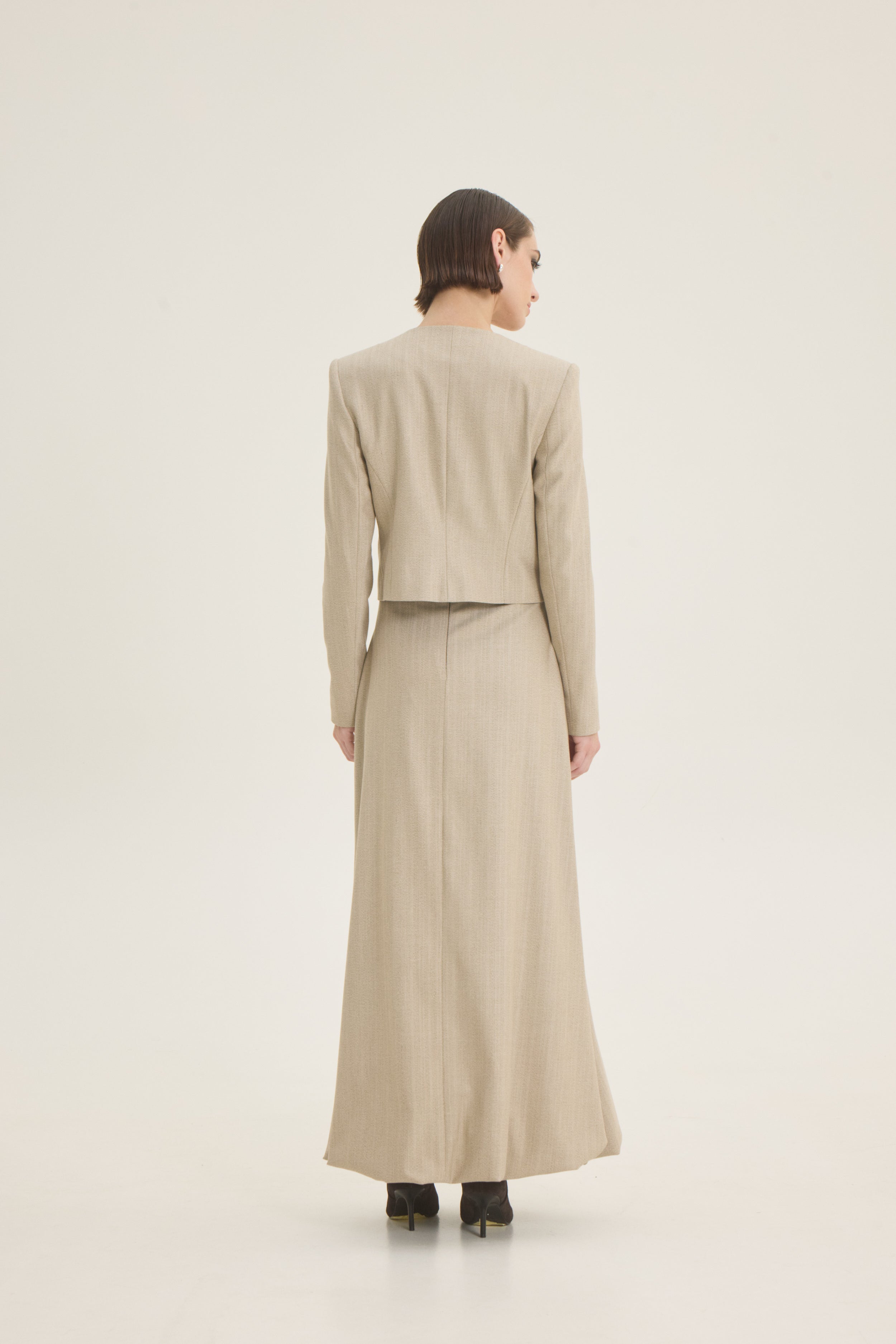 Collarless jacket