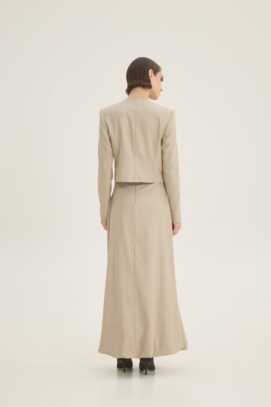 Collarless jacket