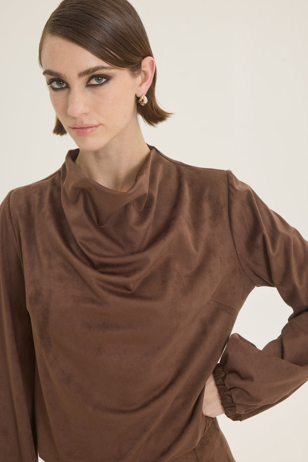 Suede draped blouse