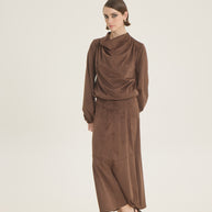 Suede midi skirt