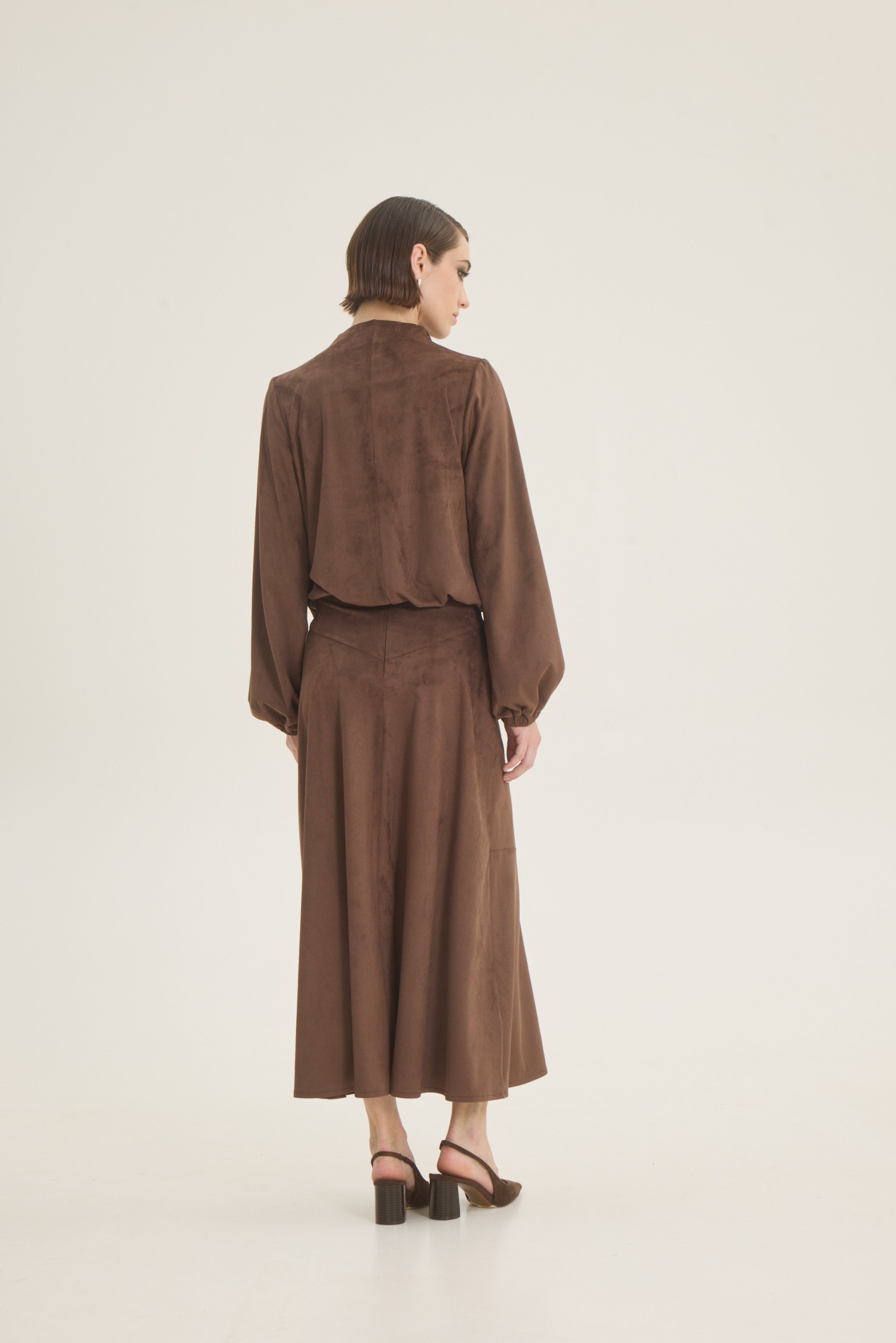 Suede midi skirt