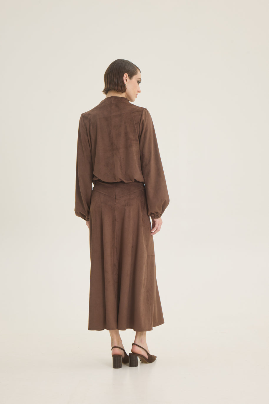 Suede midi skirt