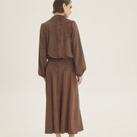 Suede midi skirt