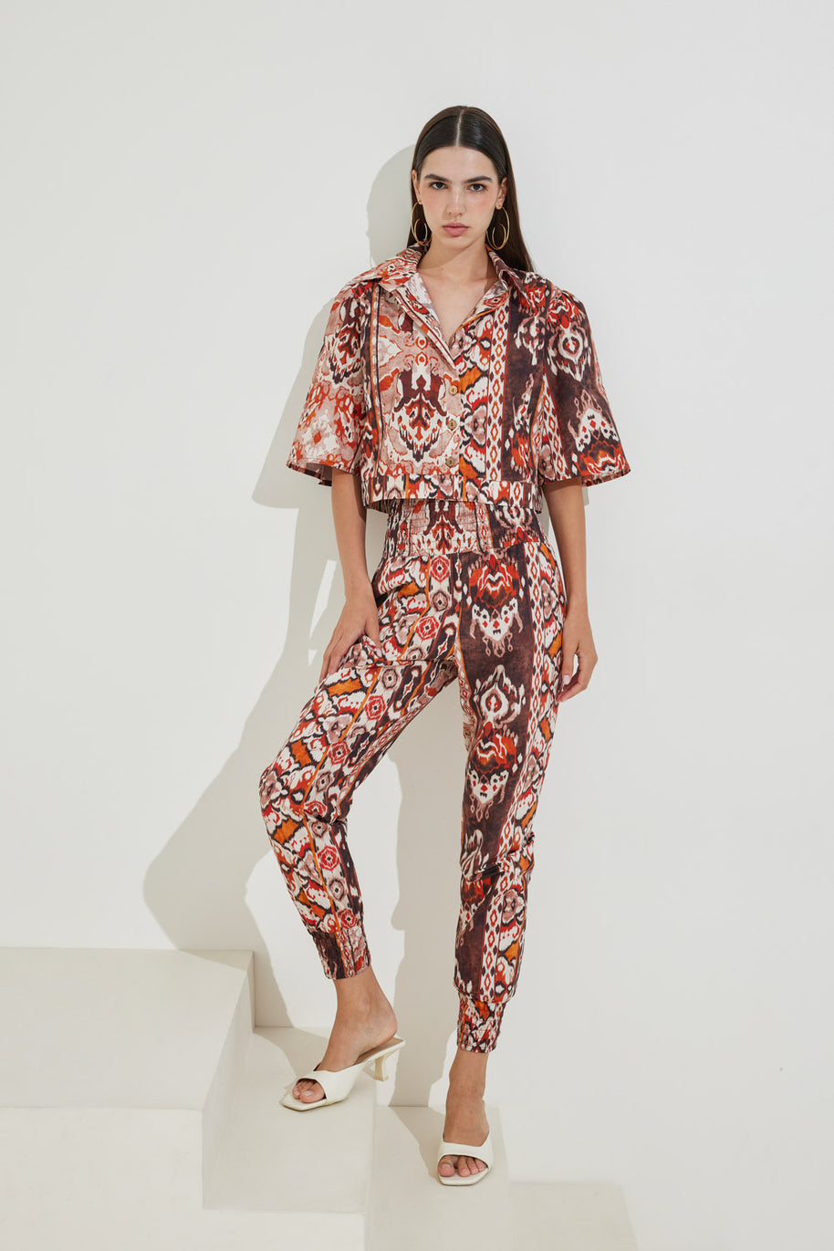 Printed Pants with Elastic Waist