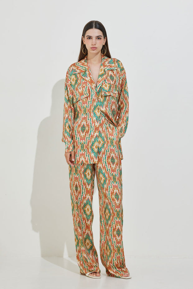 High-Waisted Patterned Pants