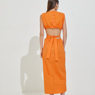 Midi Dress with Open Back