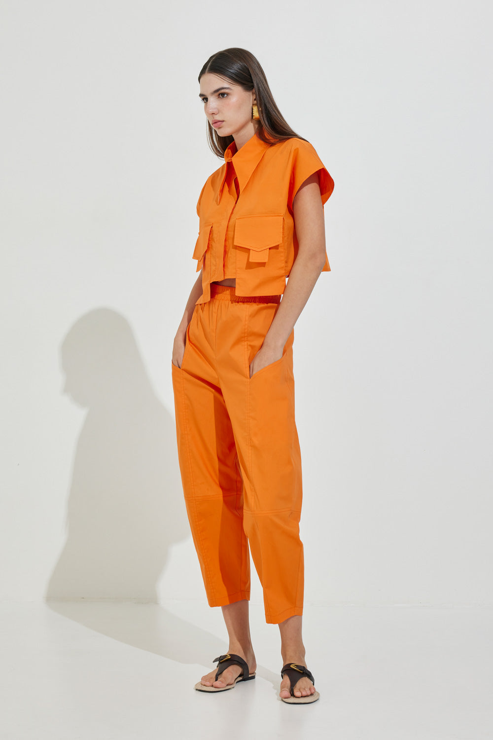 High-Waisted Pants with Elastic