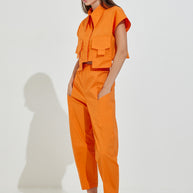 High-Waisted Pants with Elastic