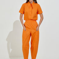 High-Waisted Pants with Elastic