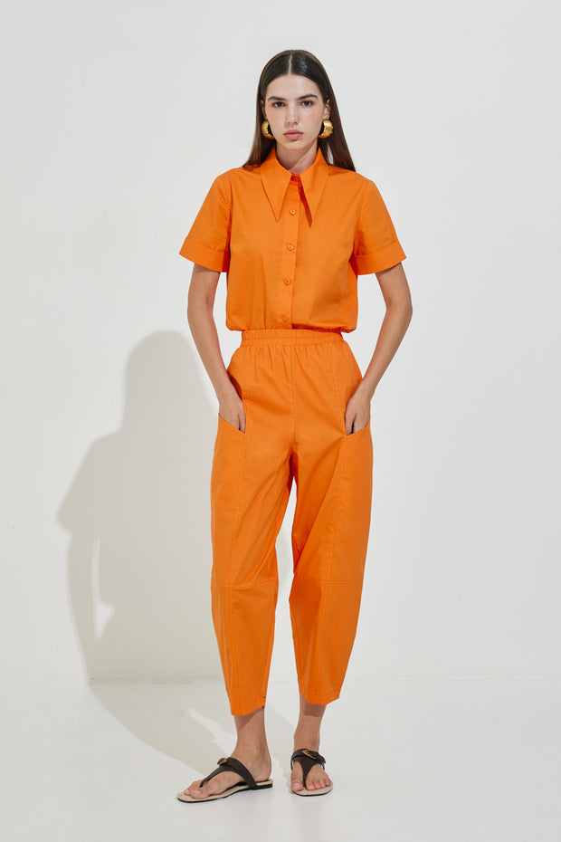 High-Waisted Pants with Elastic