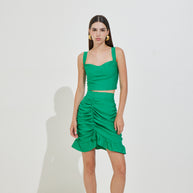 Κοντή Φούστα με Σούρα και Βολάν