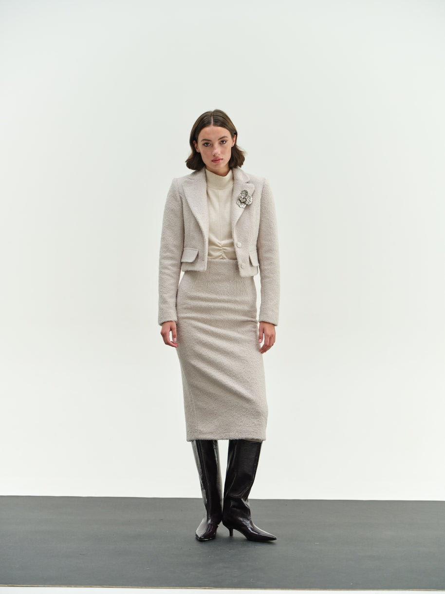 pencil boucle skirt