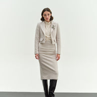 pencil boucle skirt